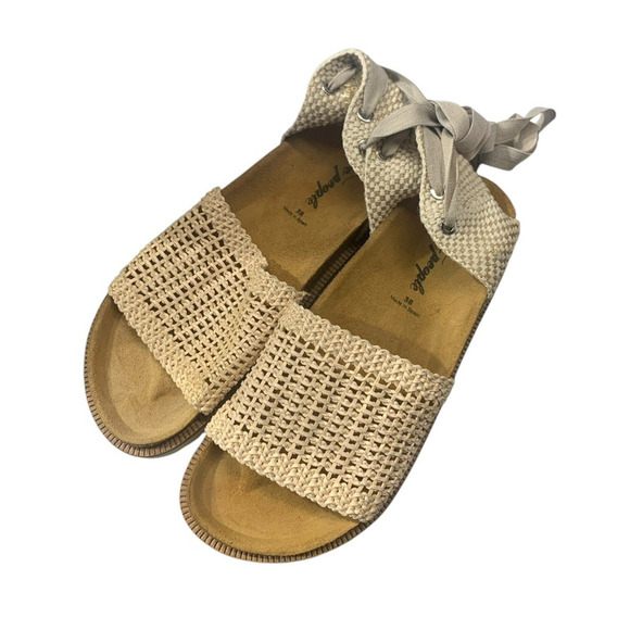 Free People Shoes - Free People Happy Feet Ankle Tie Crochet Sandal Espadrille Tea EU 38 Women's 7.5